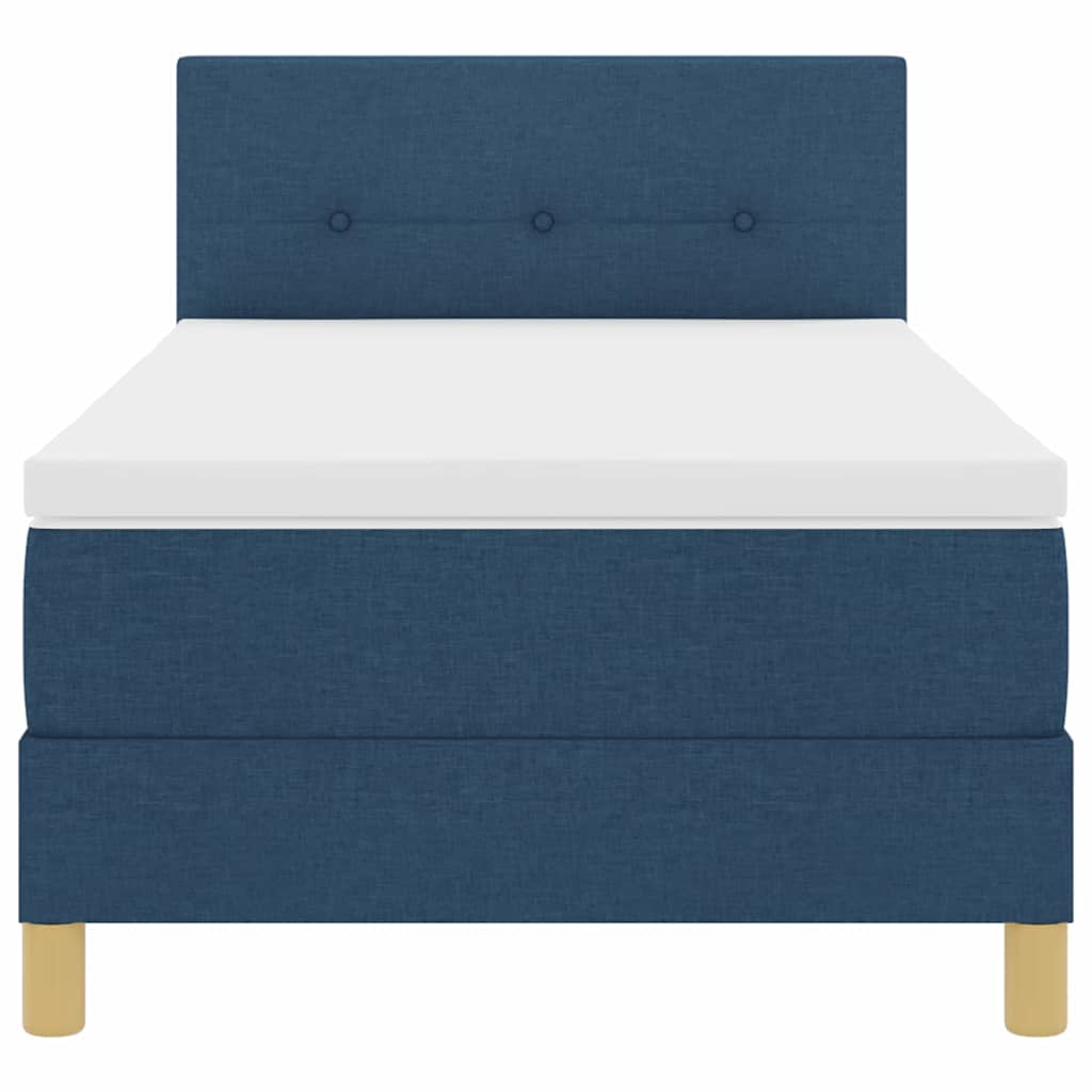 Box spring seng med pude med hovedgærde Blå 80 x 200 cm Stof