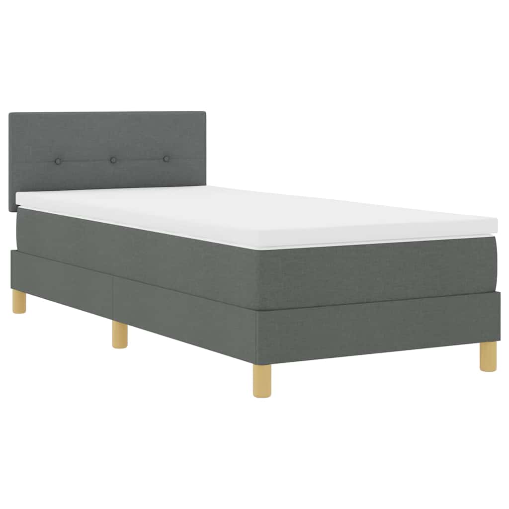 Box spring seng med pude Mørkegrå 90 x 190 cm Stof