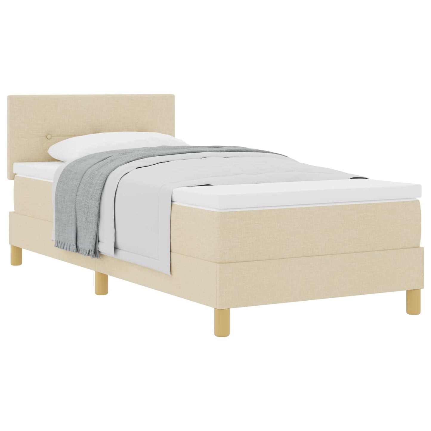 Box spring seng med pude med hovedgærde Creme 90 x 190 cm Stof