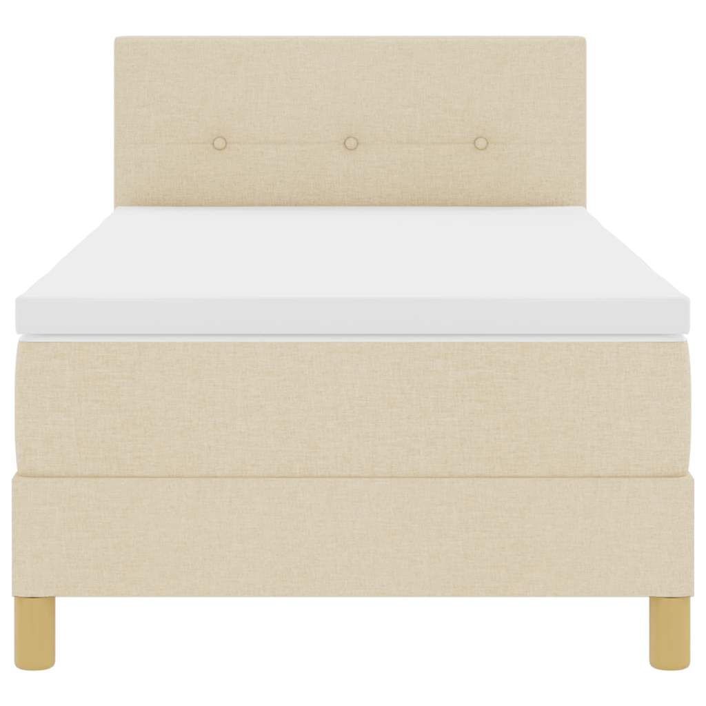 Box spring seng med pude med hovedgærde Creme 90 x 190 cm Stof