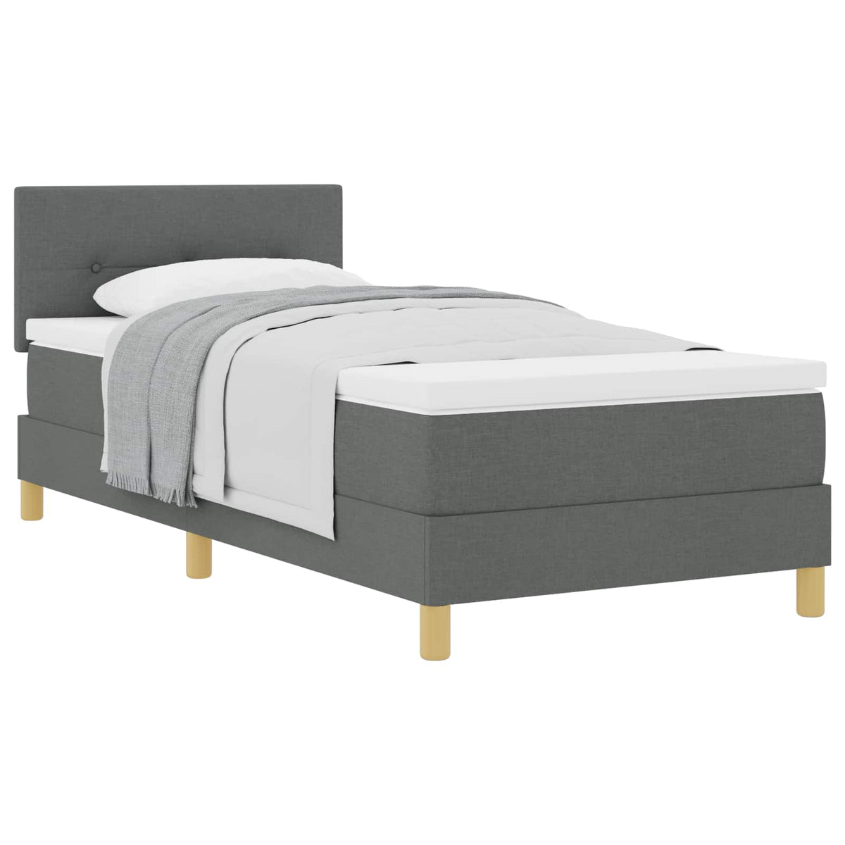 Box spring seng med pude Mørkegrå 90 x 200 cm Stof