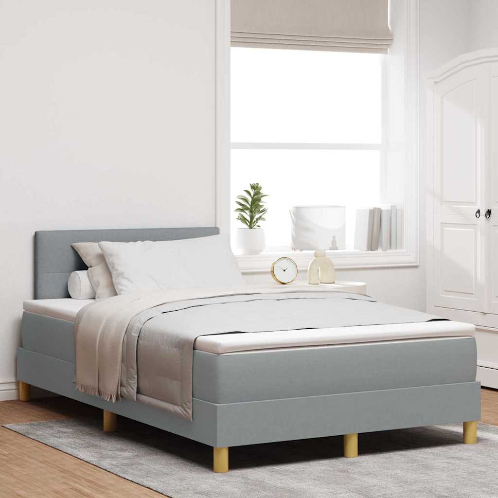 Box spring seng med pude Lysegrå 120 x 190 cm Stof