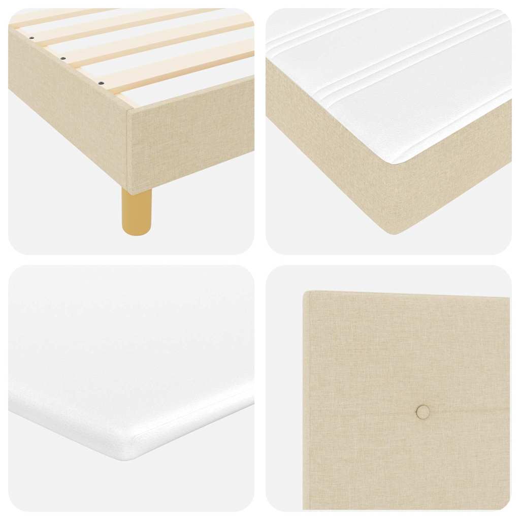 Box spring seng med pude med hovedgærde Creme 120 x 190 cm Stof