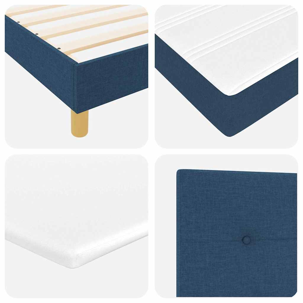 Box spring seng med pude med hovedgærde Blå 120 x 190 cm Stof