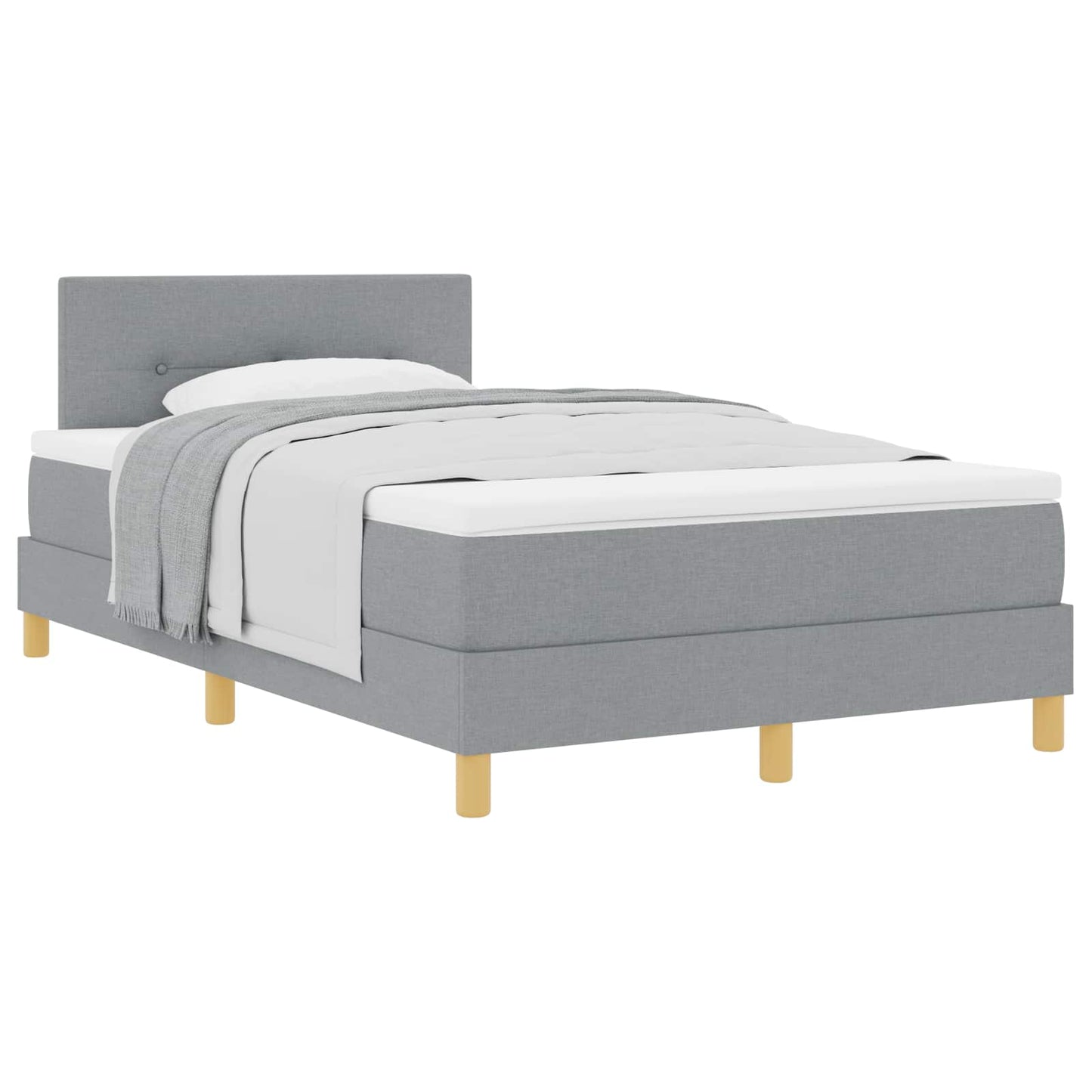 Box spring seng med pude Lysegrå 120 x 200 cm Stof