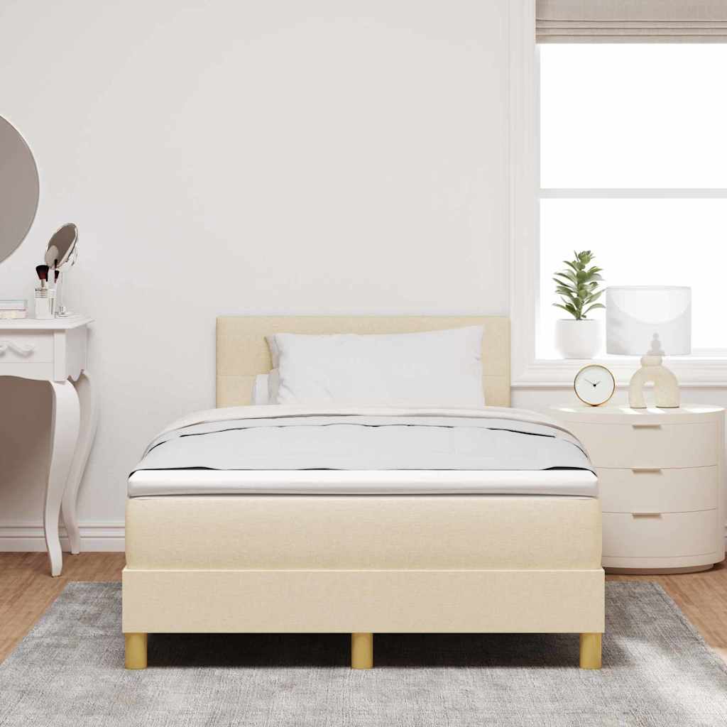 Box spring seng med pude med hovedgærde Creme 120 x 200 cm Stof