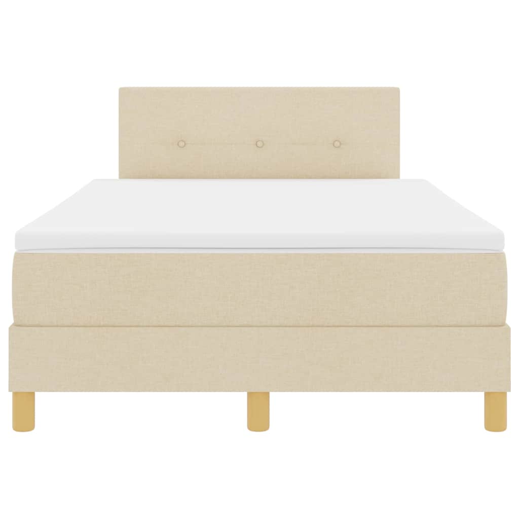 Box spring seng med pude med hovedgærde Creme 120 x 200 cm Stof