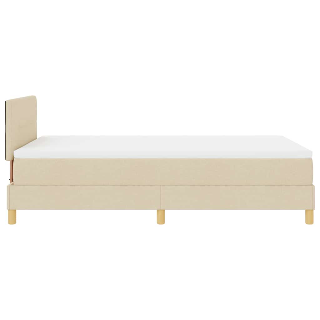 Box spring seng med pude med hovedgærde Creme 120 x 200 cm Stof