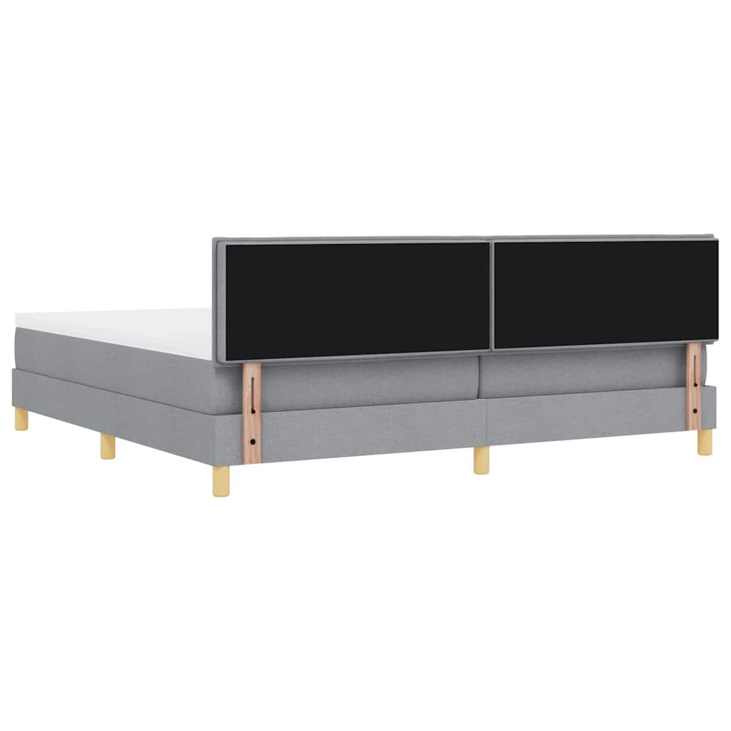 Box spring seng med pude Lysegrå 200 x 200 cm Stof