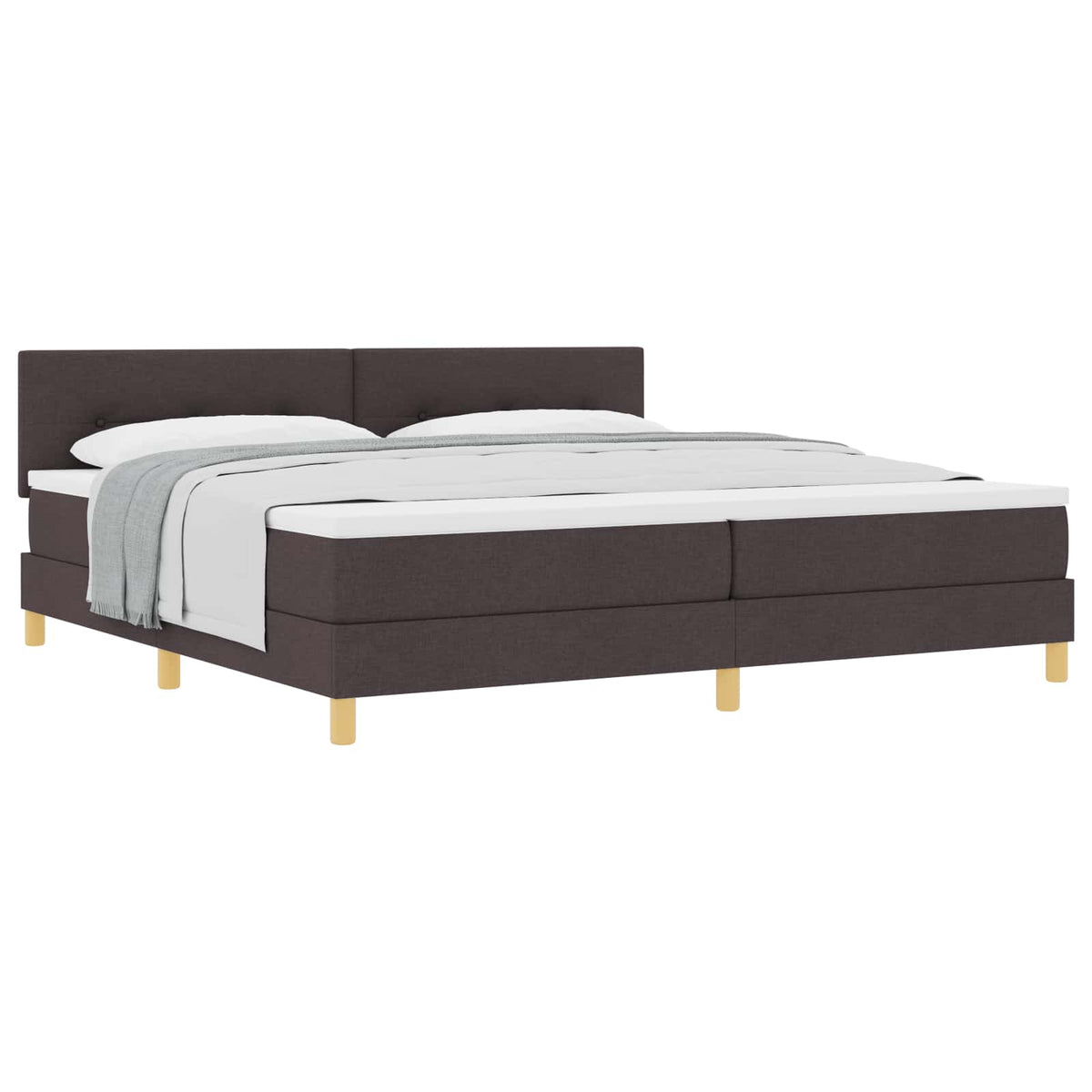 Box spring seng med pude Mørk Brun 200 x 200 cm Stof
