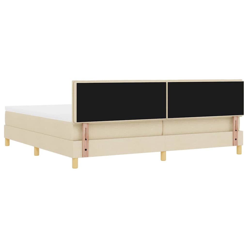 Box spring seng med pude med hovedgærde Creme 200 x 200 cm Stof