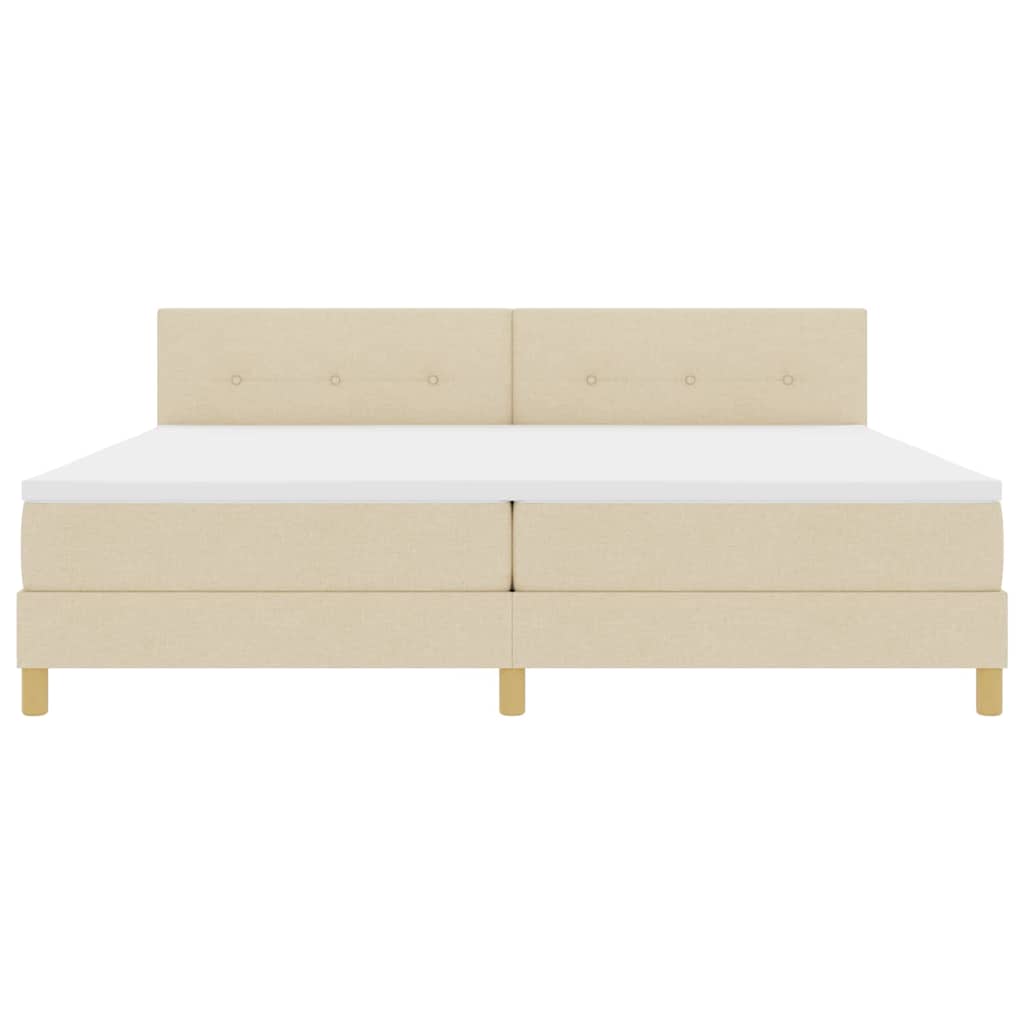 Box spring seng med pude med hovedgærde Creme 200 x 200 cm Stof