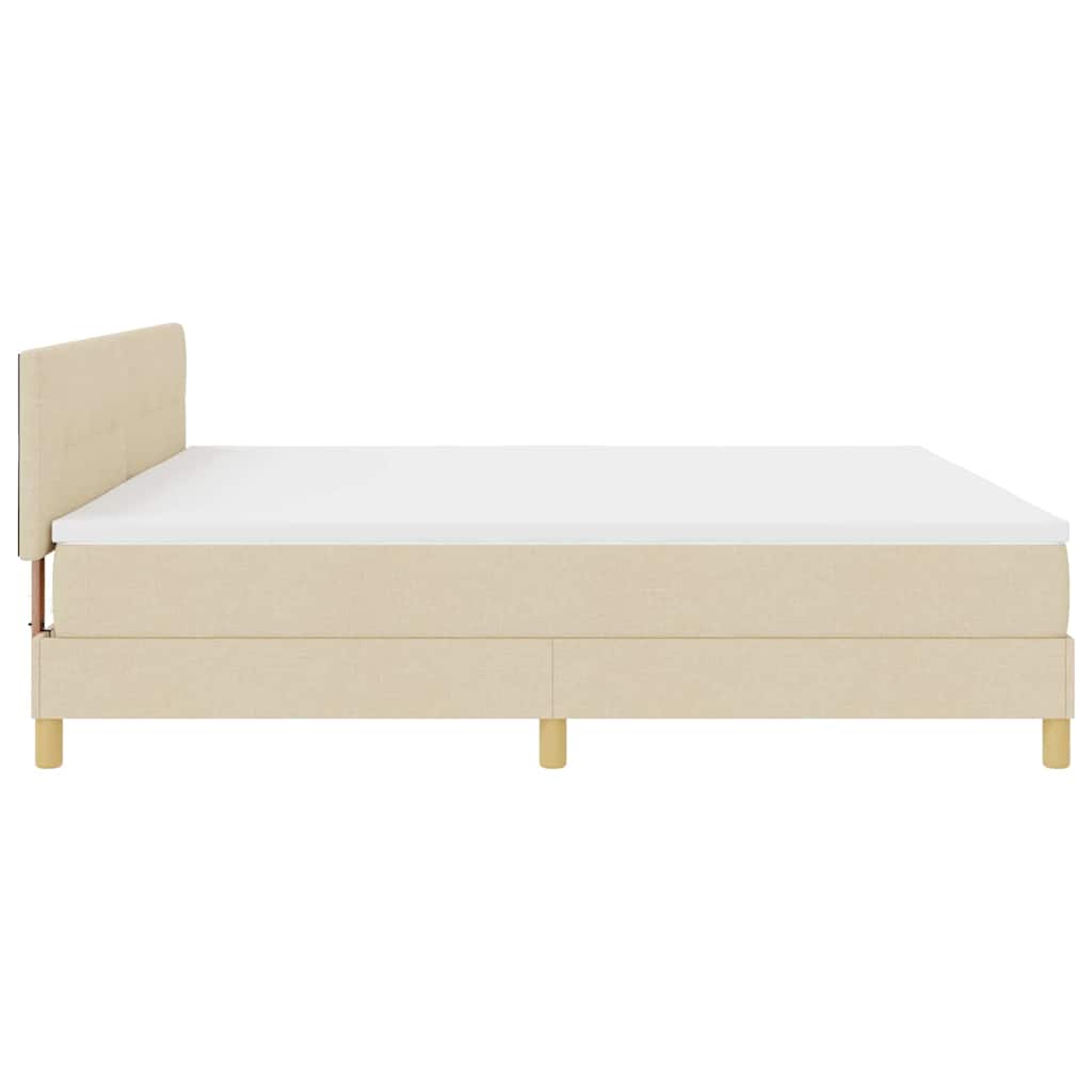 Box spring seng med pude med hovedgærde Creme 200 x 200 cm Stof
