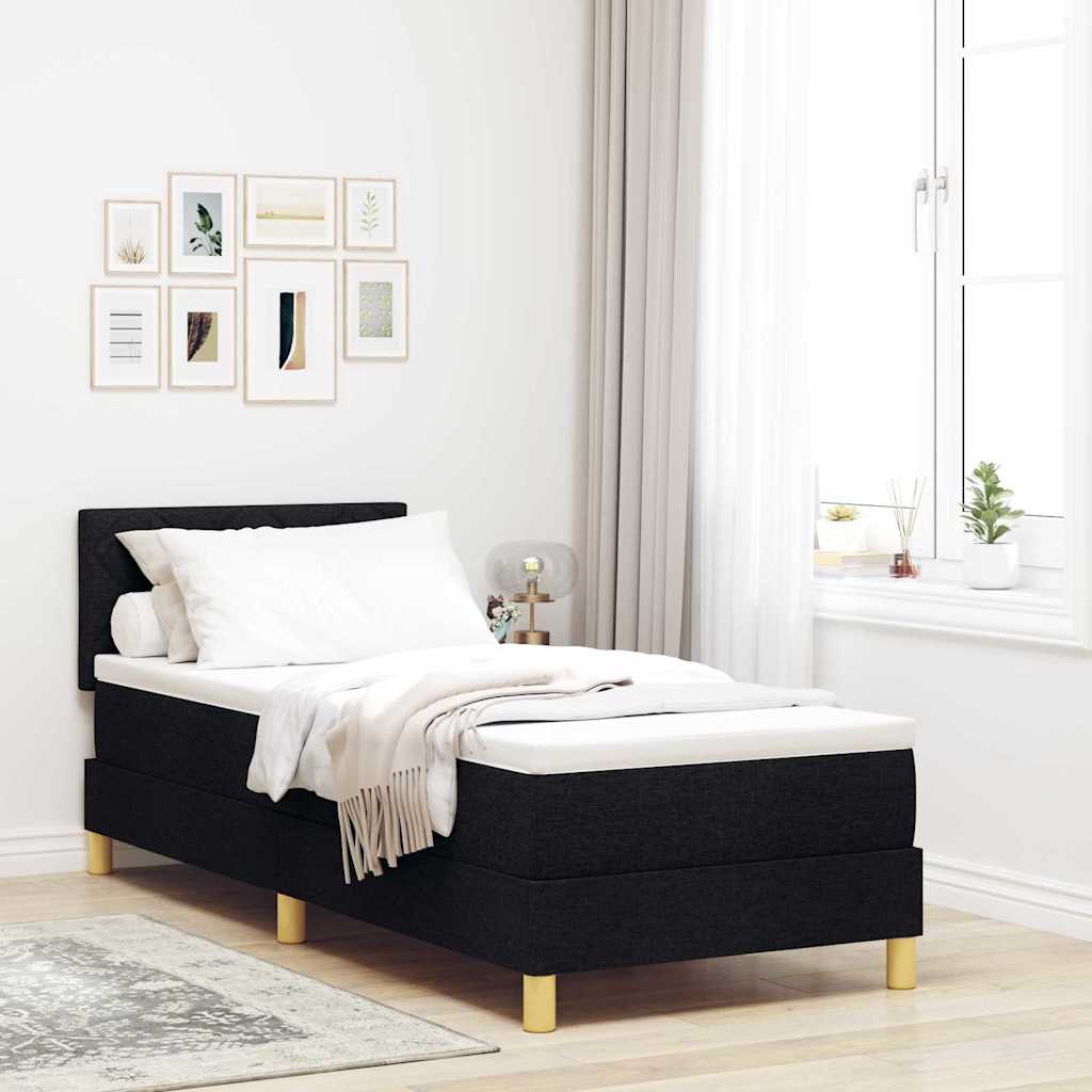 Box spring seng med pude med hovedgærde Sort 80 x 200 cm Stof