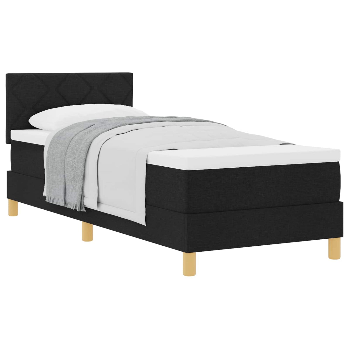 Box spring seng med pude med hovedgærde Sort 80 x 200 cm Stof