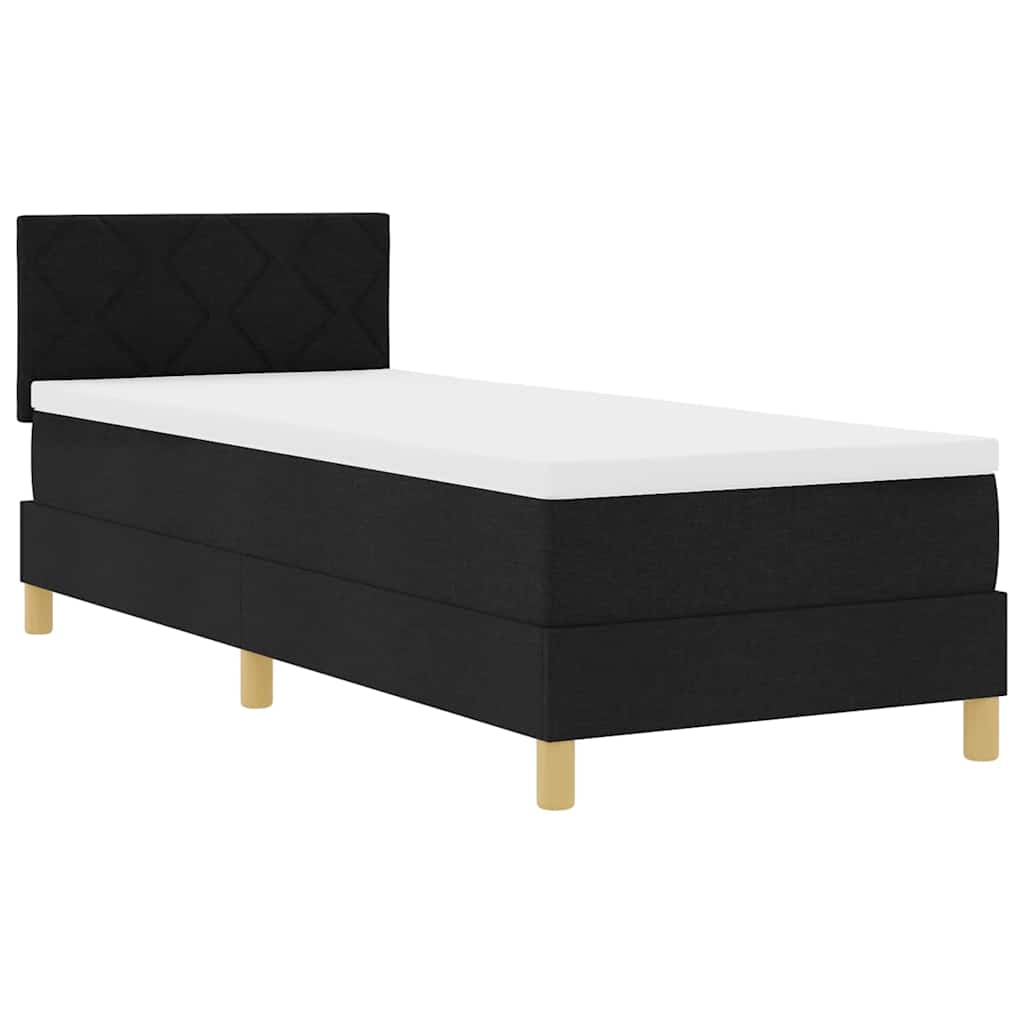 Box spring seng med pude med hovedgærde Sort 80 x 200 cm Stof