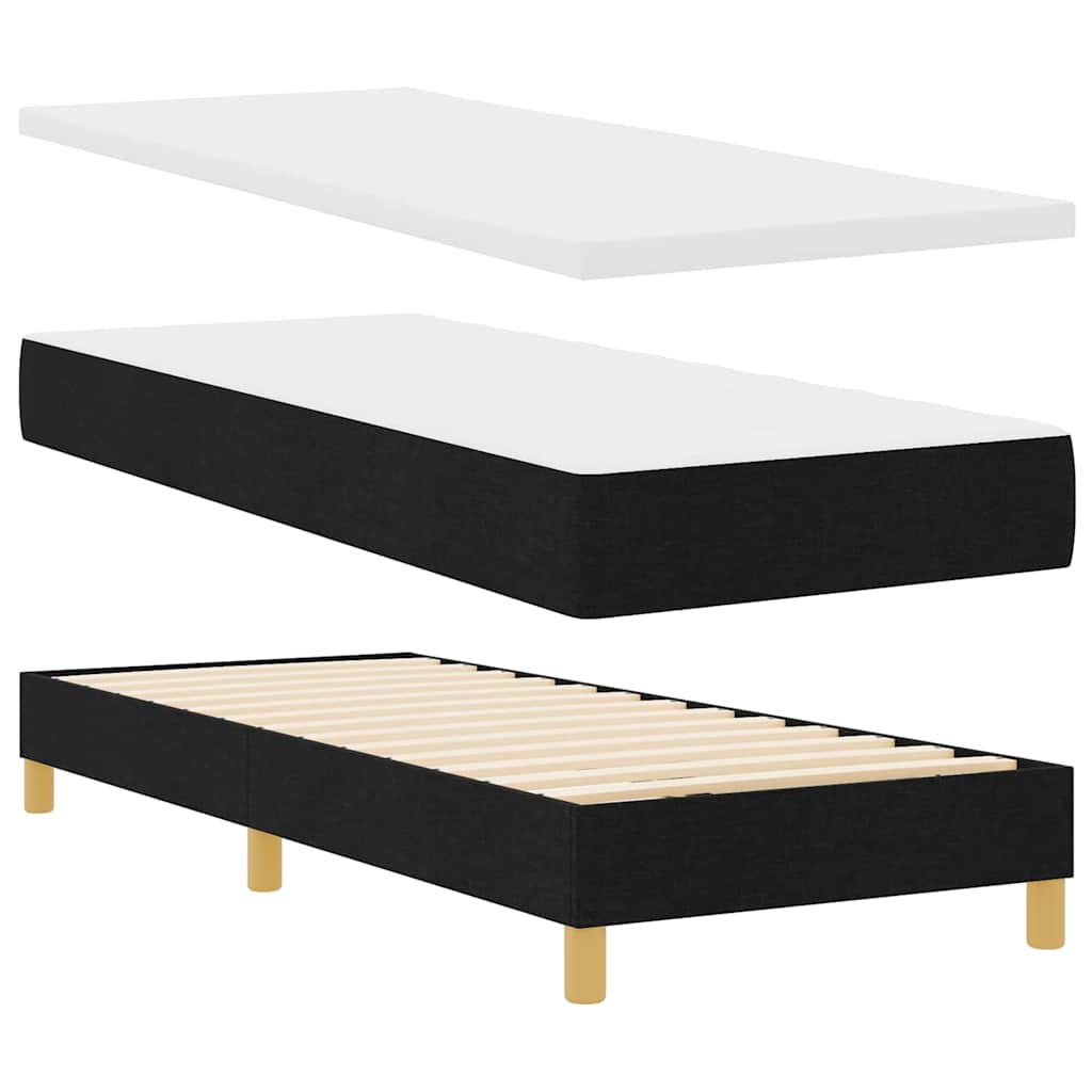Box spring seng med pude med hovedgærde Sort 80 x 200 cm Stof