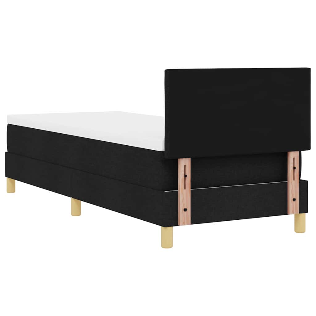Box spring seng med pude med hovedgærde Sort 80 x 200 cm Stof