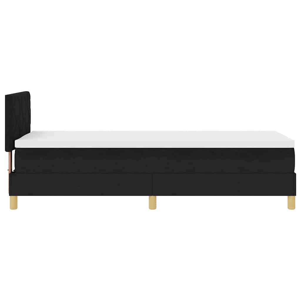 Box spring seng med pude med hovedgærde Sort 80 x 200 cm Stof