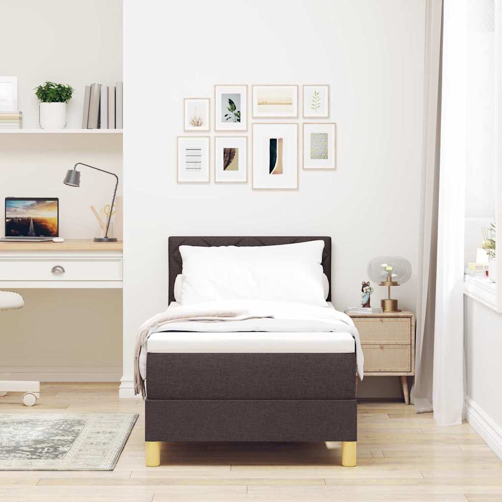 Box spring seng med pude Mørk Brun 80 x 200 cm Stof