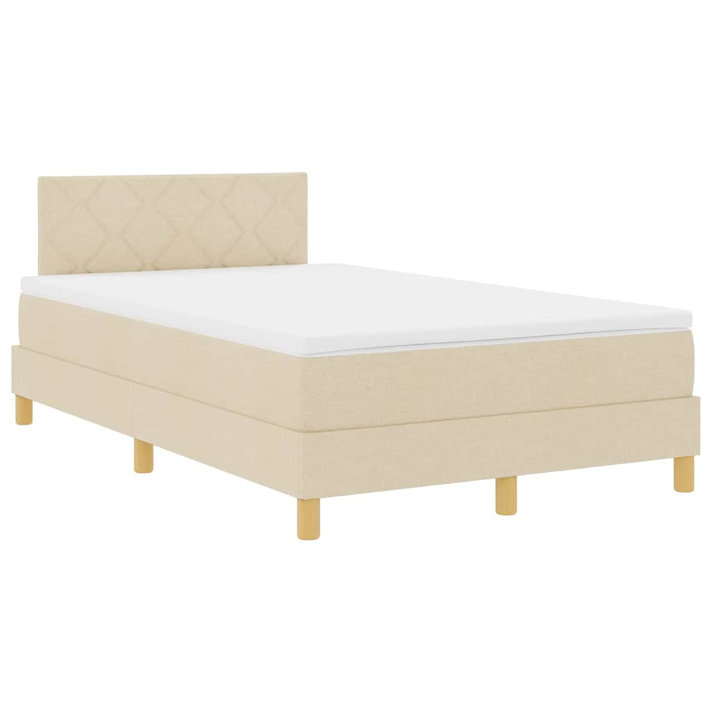 Box spring seng med pude med hovedgærde Creme 120 x 190 cm Stof