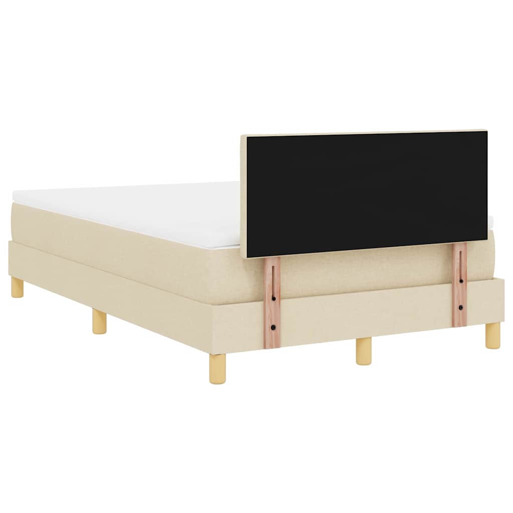 Box spring seng med pude med hovedgærde Creme 120 x 190 cm Stof