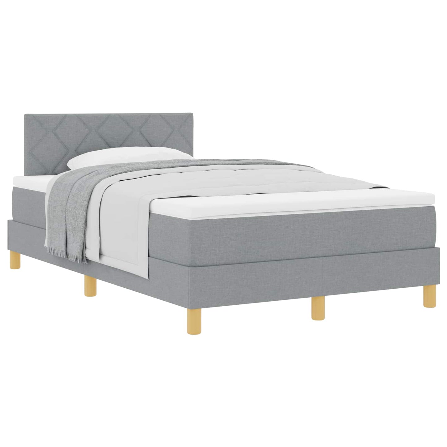 Box spring seng med pude Lysegrå 120 x 200 cm Stof