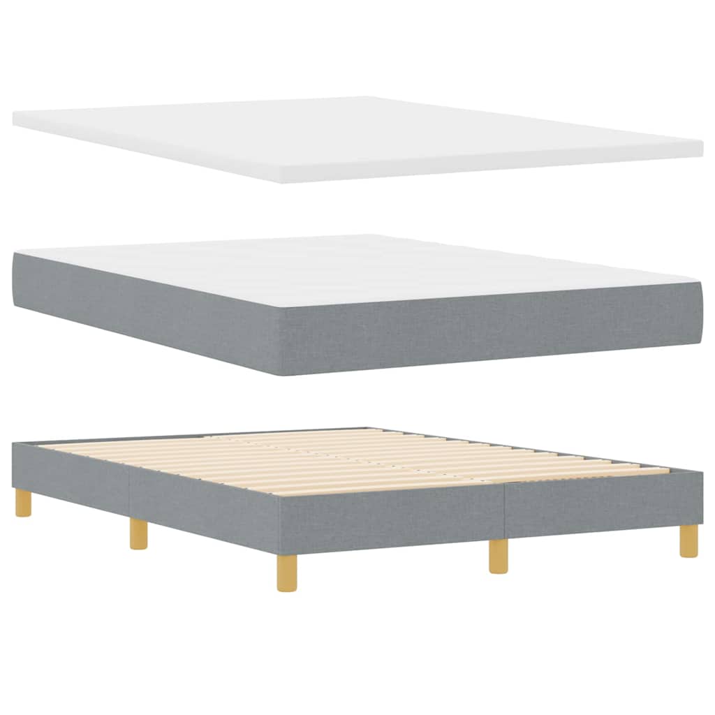 Box spring seng med pude Lysegrå 140 x 190 cm Stof
