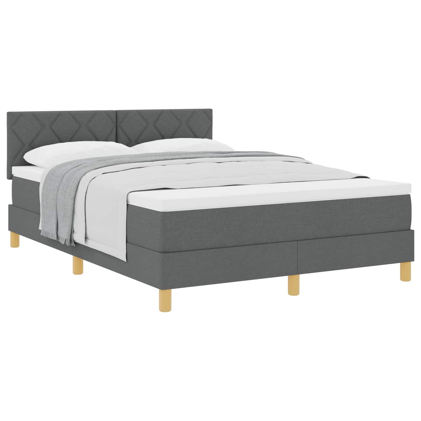 Box spring seng med pude Mørkegrå 140 x 190 cm Stof