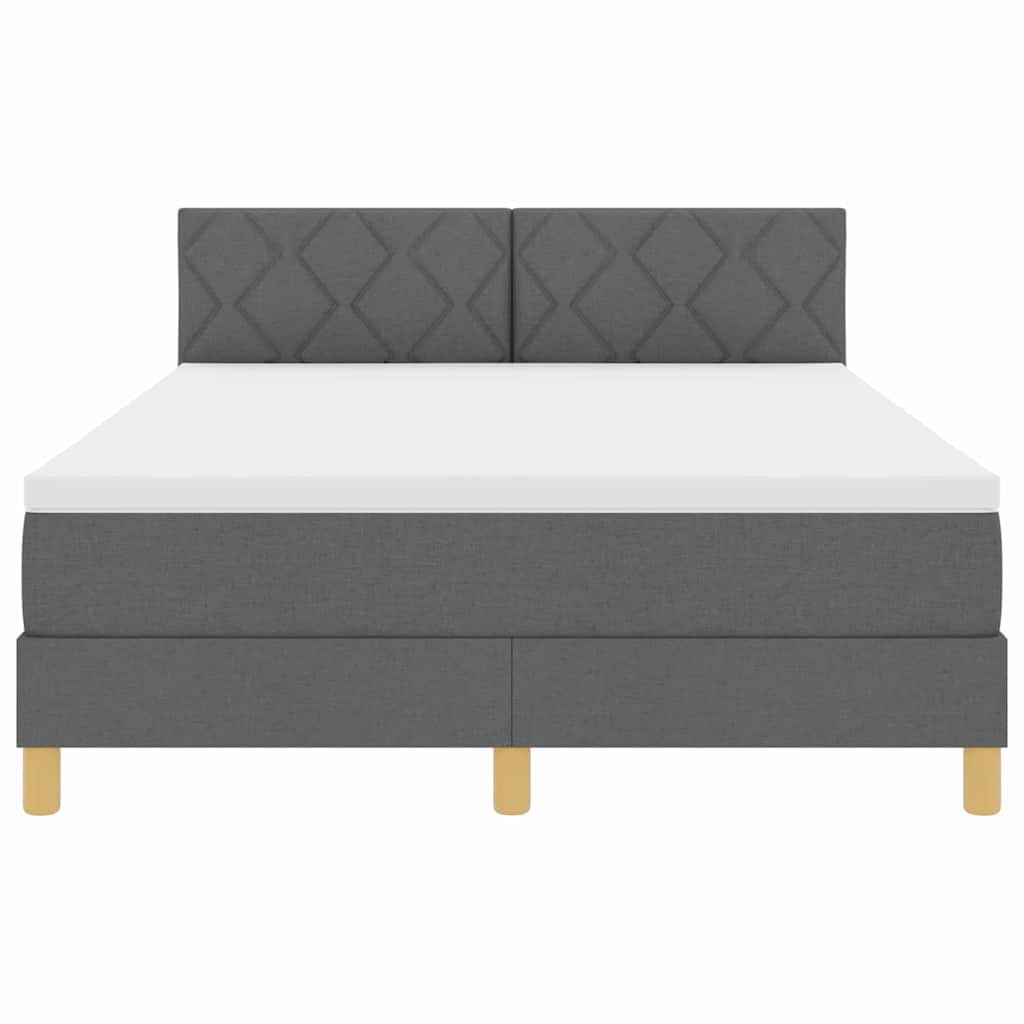 Box spring seng med pude Mørkegrå 140 x 190 cm Stof