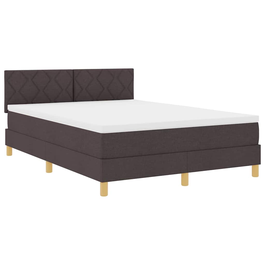 Box spring seng med pude Mørk Brun 140 x 190 cm Stof