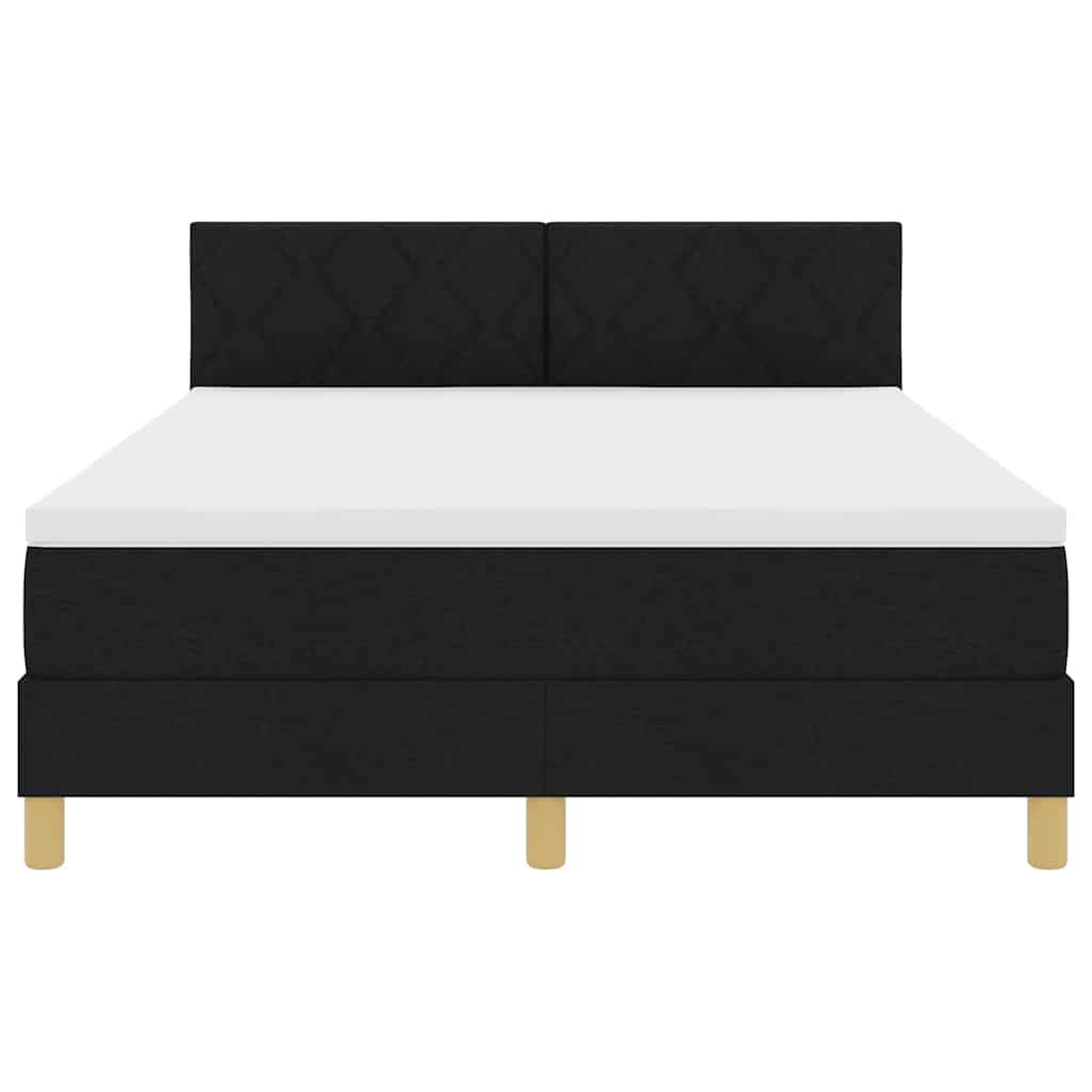 Box spring seng med pude med hovedgærde Sort 140 x 200 cm Stof