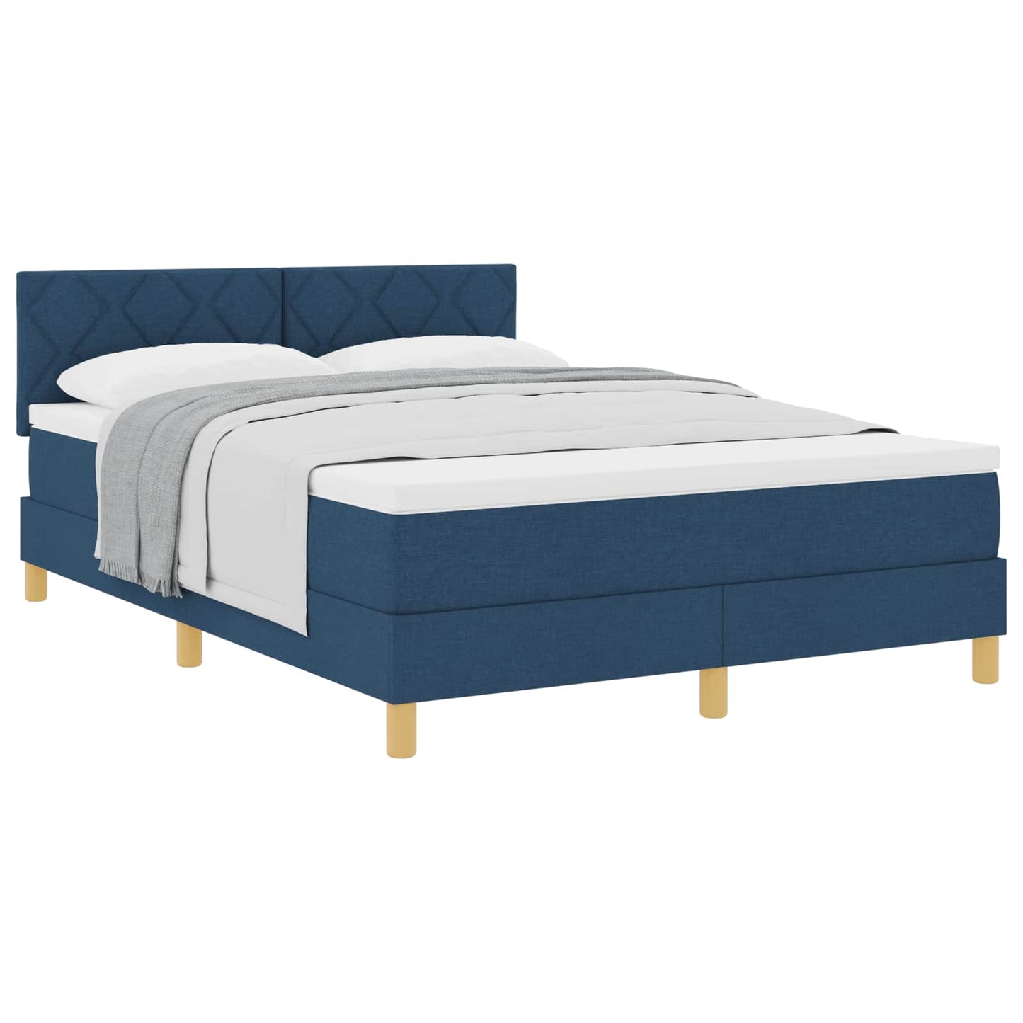 Box spring seng med pude med hovedgærde Blå 140 x 200 cm Stof