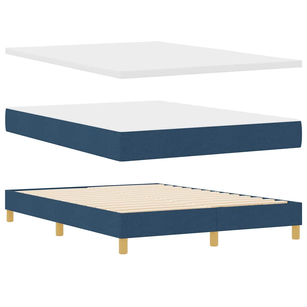 Box spring seng med pude med hovedgærde Blå 140 x 200 cm Stof