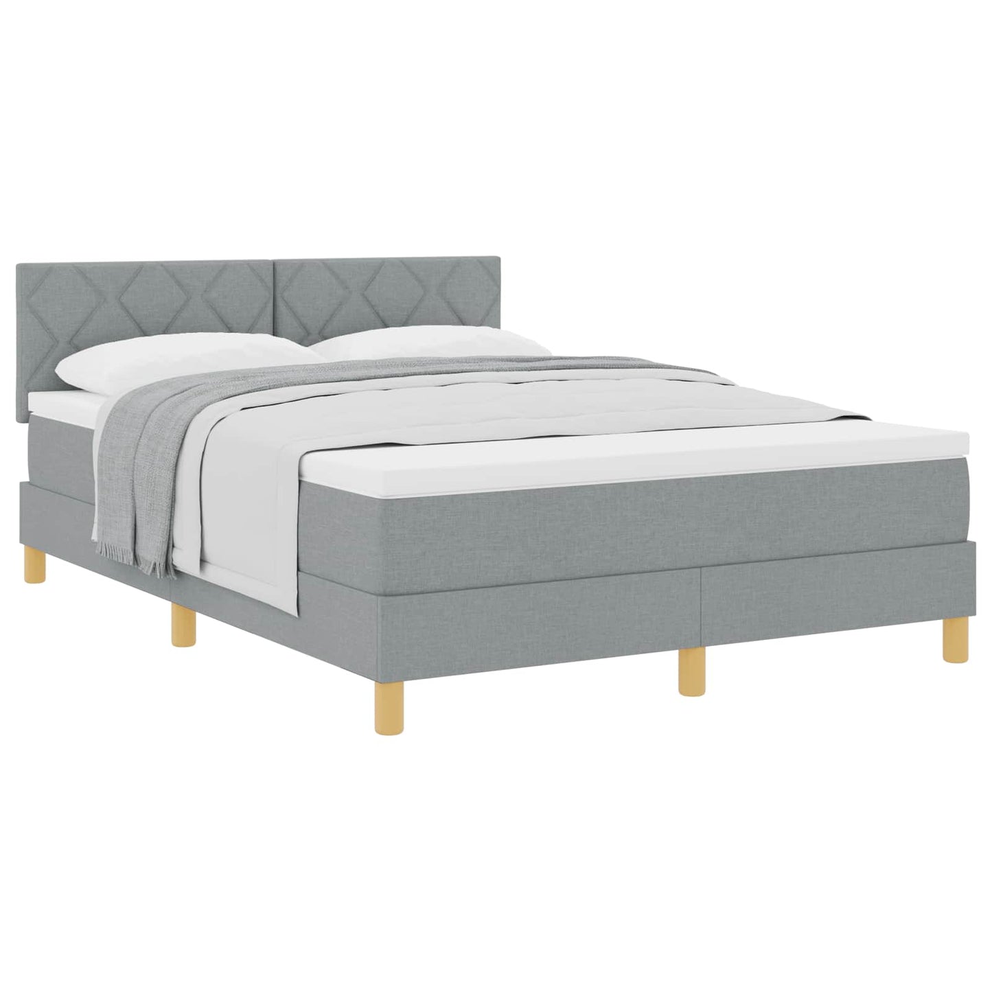 Box spring seng med pude Lysegrå 160 x 200 cm Stof