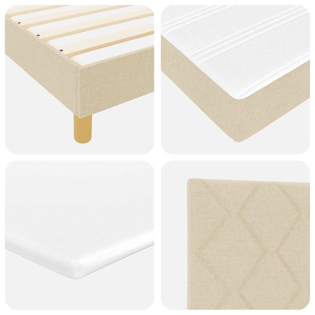 Box spring seng med pude med hovedgærde Creme 160 x 200 cm Stof