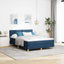 Box spring seng med pude med hovedgærde Blå 160 x 200 cm Stof