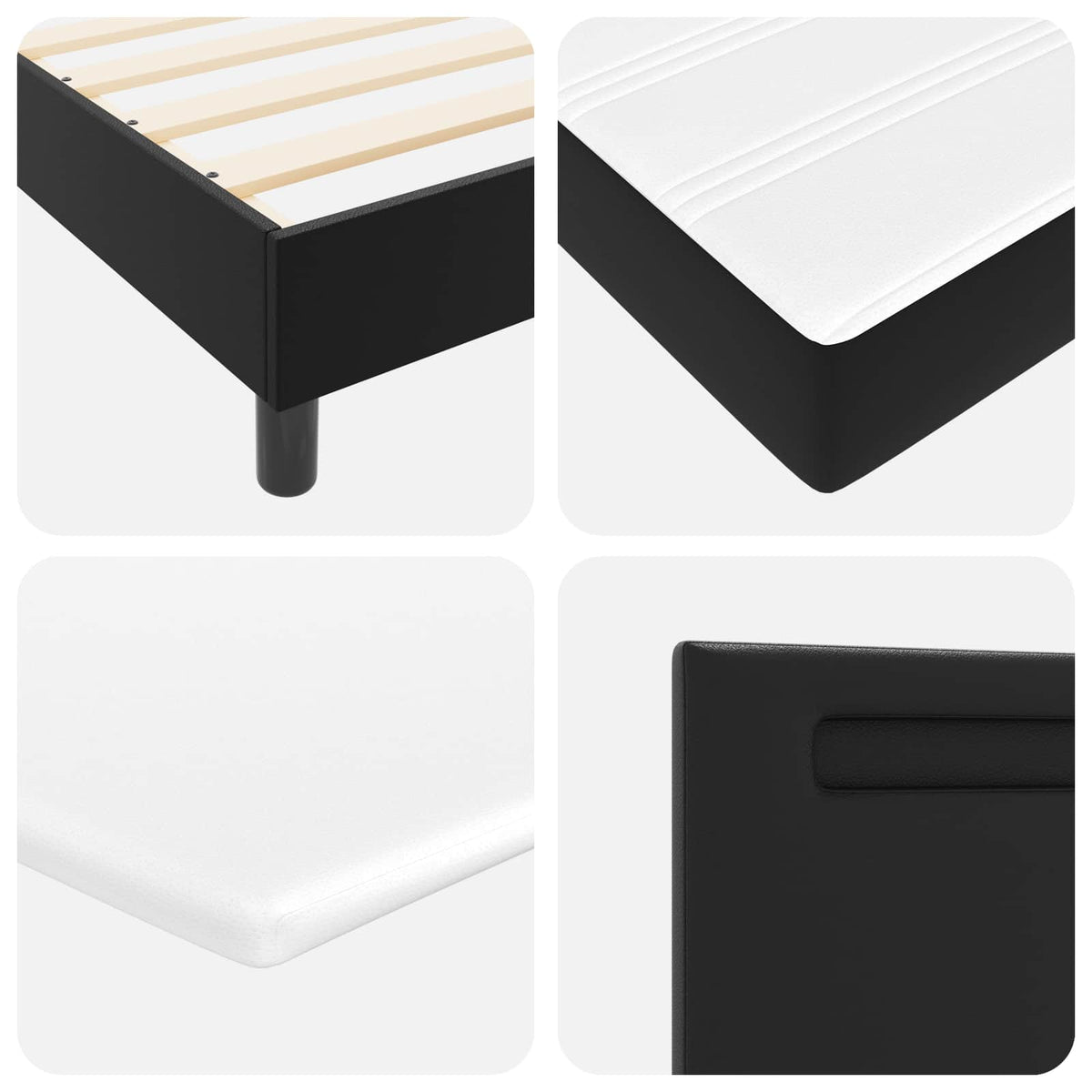 Box spring seng med hovedgærde Sort 100 x 200 cm Kunstlæder