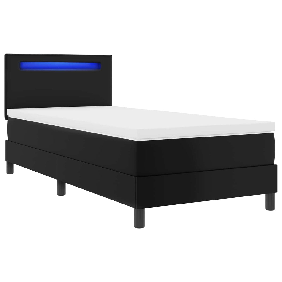 Box spring seng med hovedgærde Sort 100 x 200 cm Kunstlæder