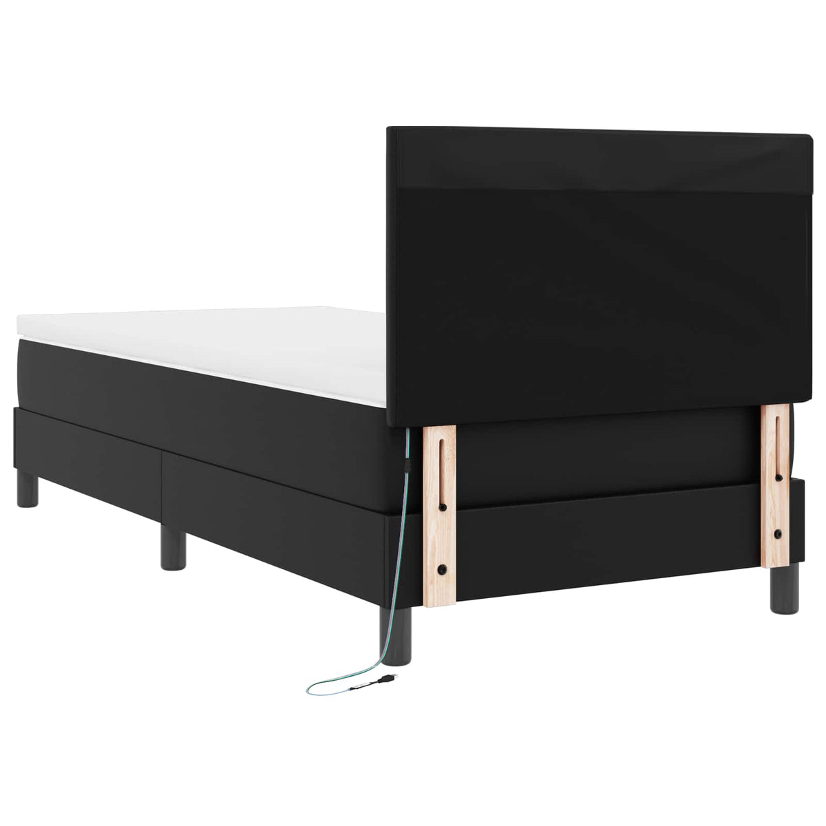Box spring seng med hovedgærde Sort 100 x 200 cm Kunstlæder