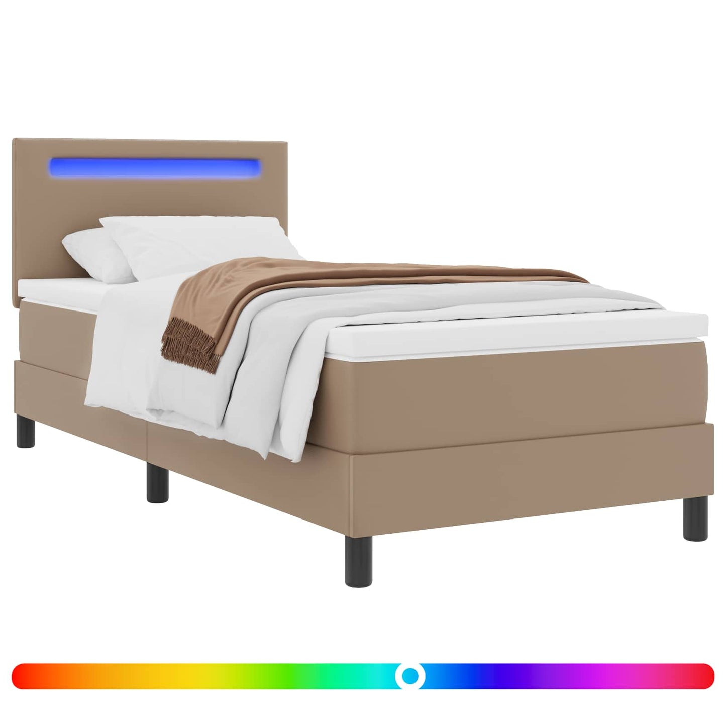 Box spring seng Cappuccino 100 x 200 cm Kunstlæder
