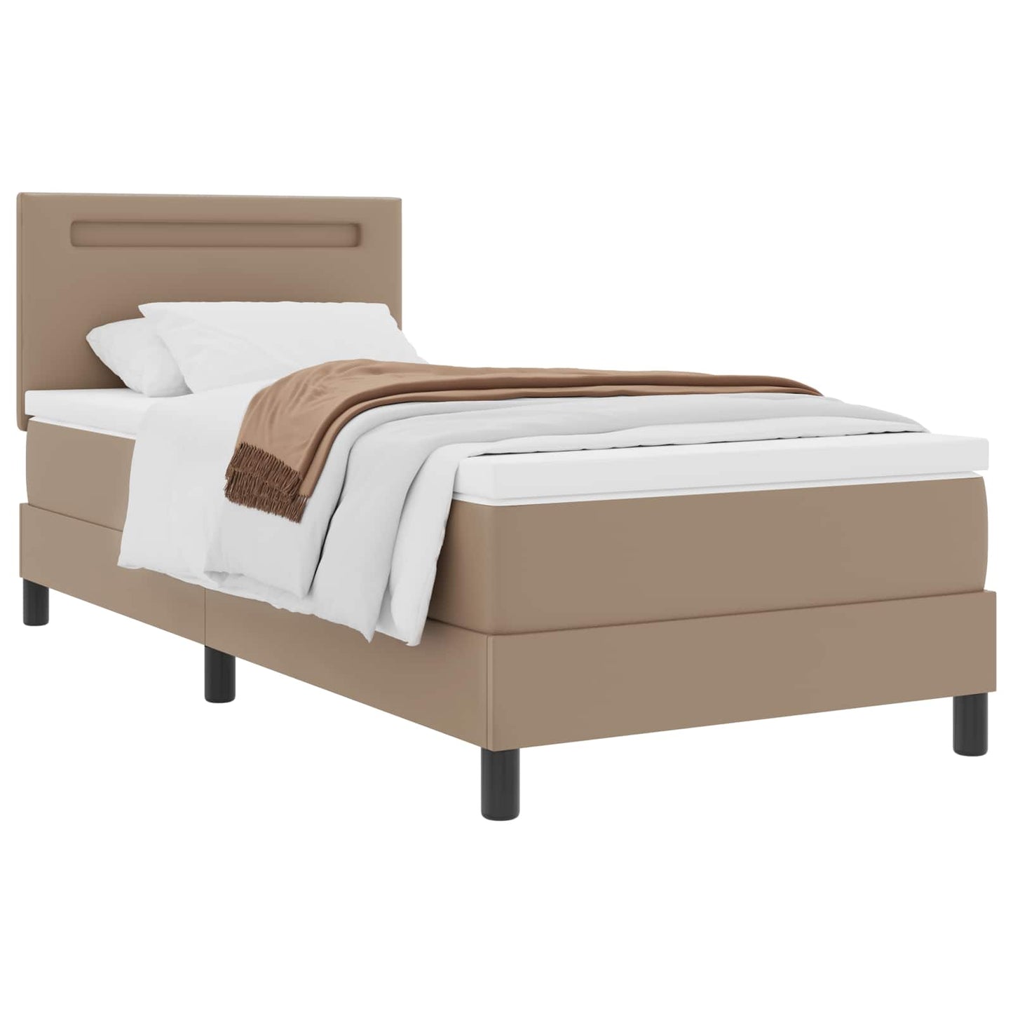 Box spring seng Cappuccino 100 x 200 cm Kunstlæder