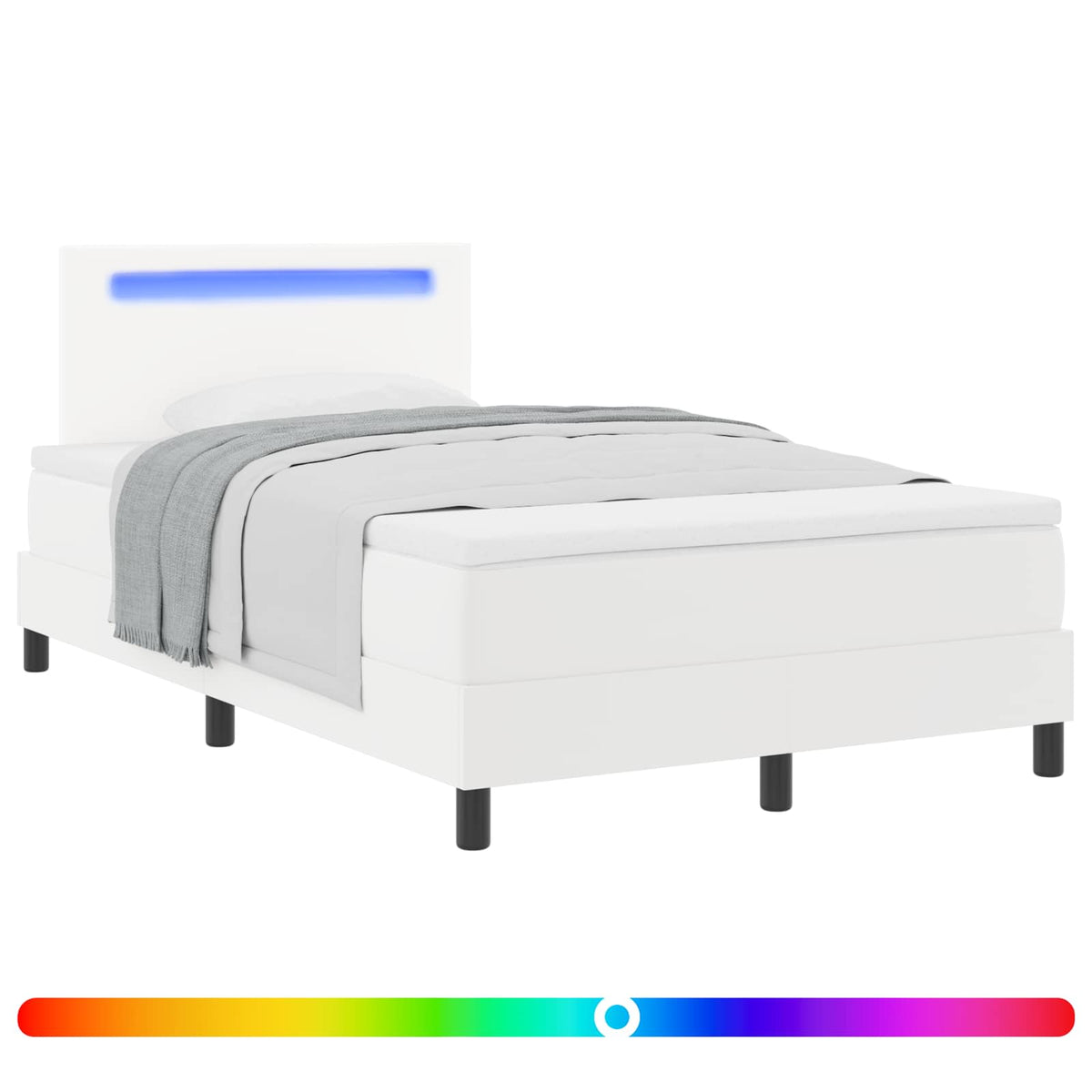 Box spring seng med hovedgærde Hvid 120 x 190 cm Kunstlæder