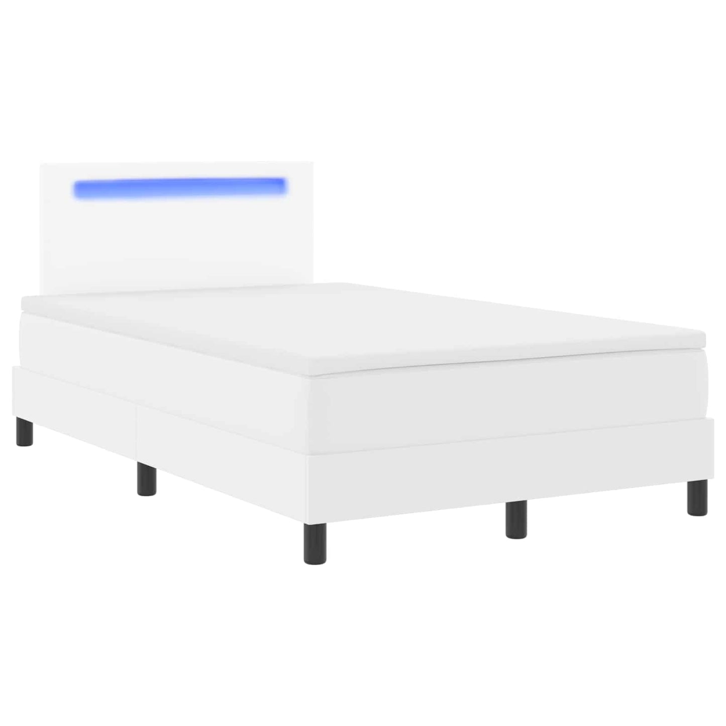 Box spring seng med hovedgærde Hvid 120 x 190 cm Kunstlæder