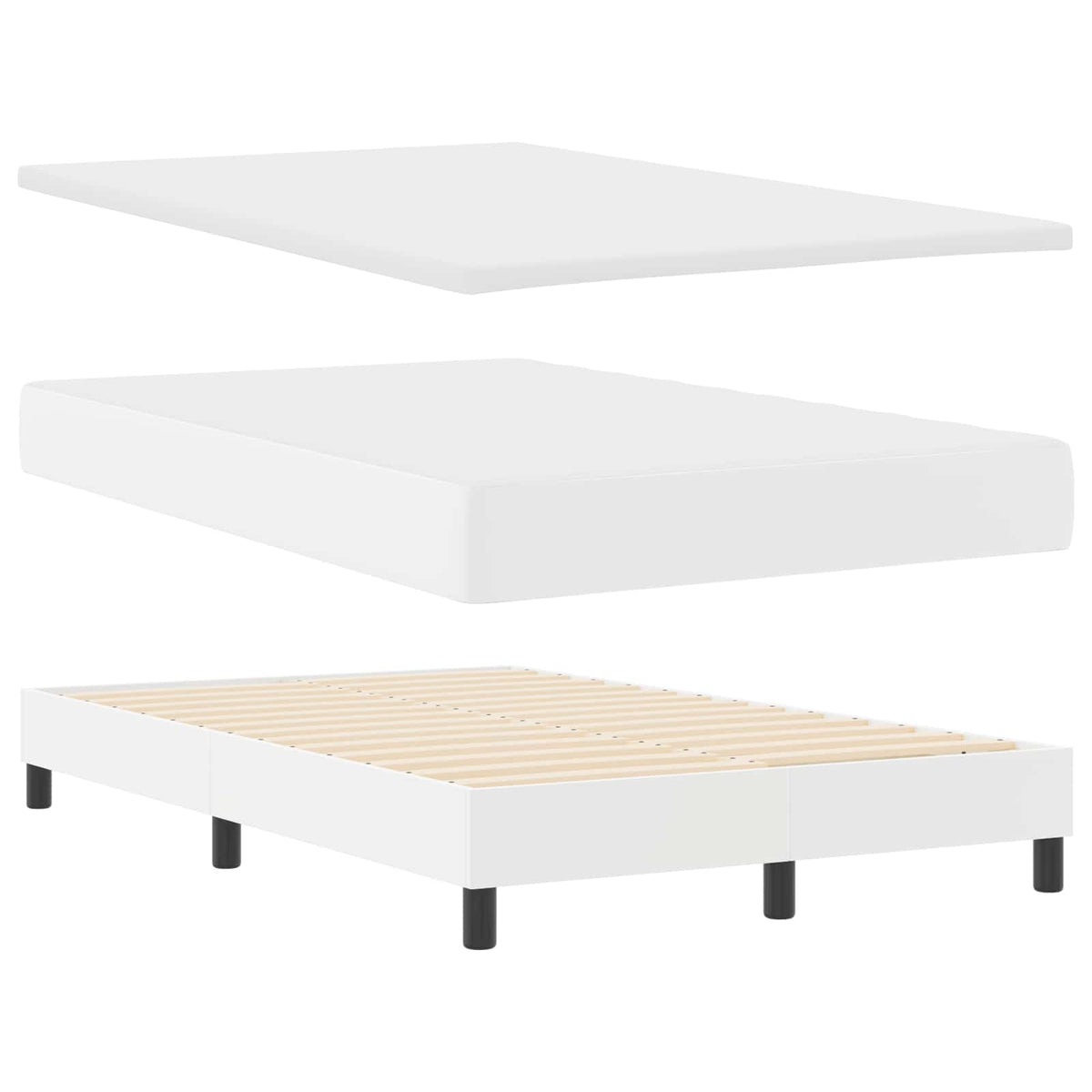 Box spring seng med hovedgærde Hvid 120 x 190 cm Kunstlæder