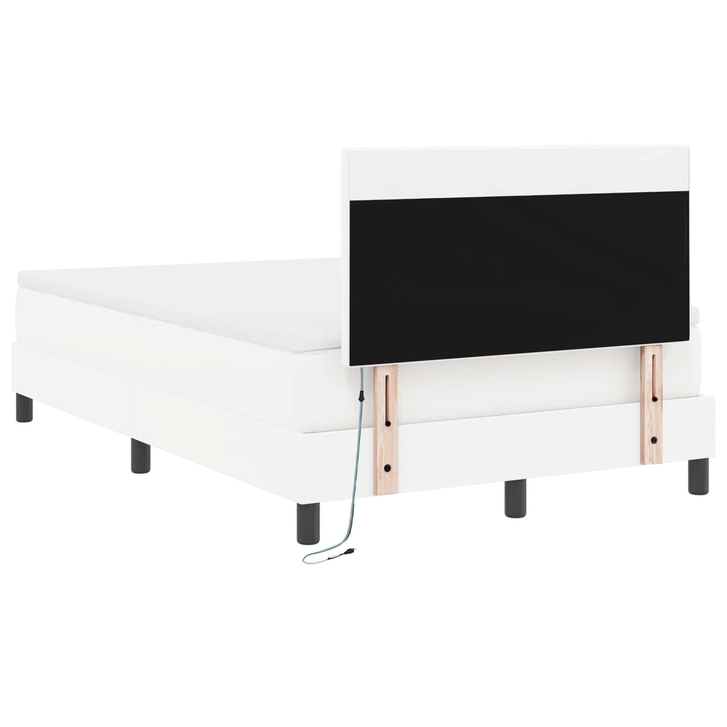 Box spring seng med hovedgærde Hvid 120 x 190 cm Kunstlæder
