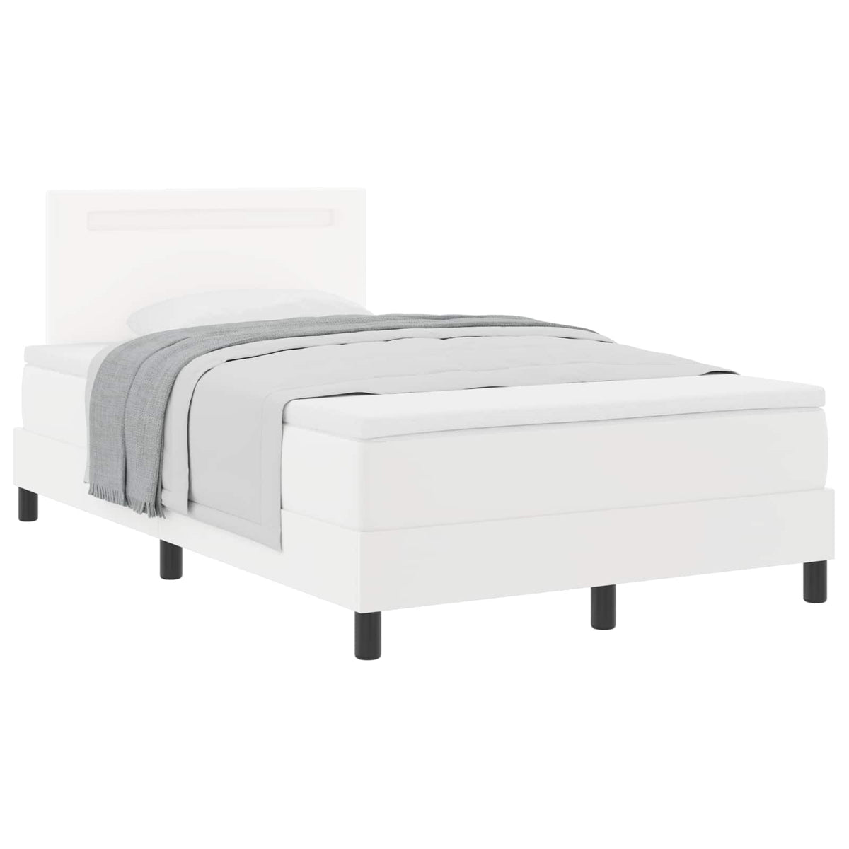 Box spring seng med hovedgærde Hvid 120 x 190 cm Kunstlæder
