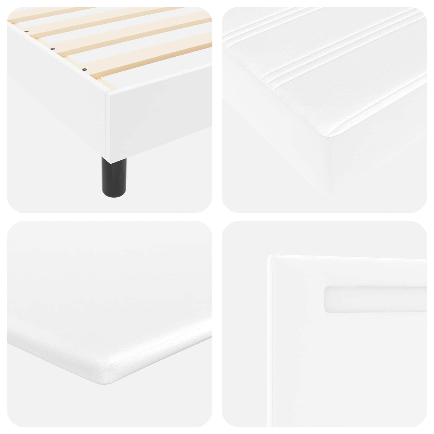 Box spring seng med hovedgærde Hvid 120 x 200 cm Kunstlæder