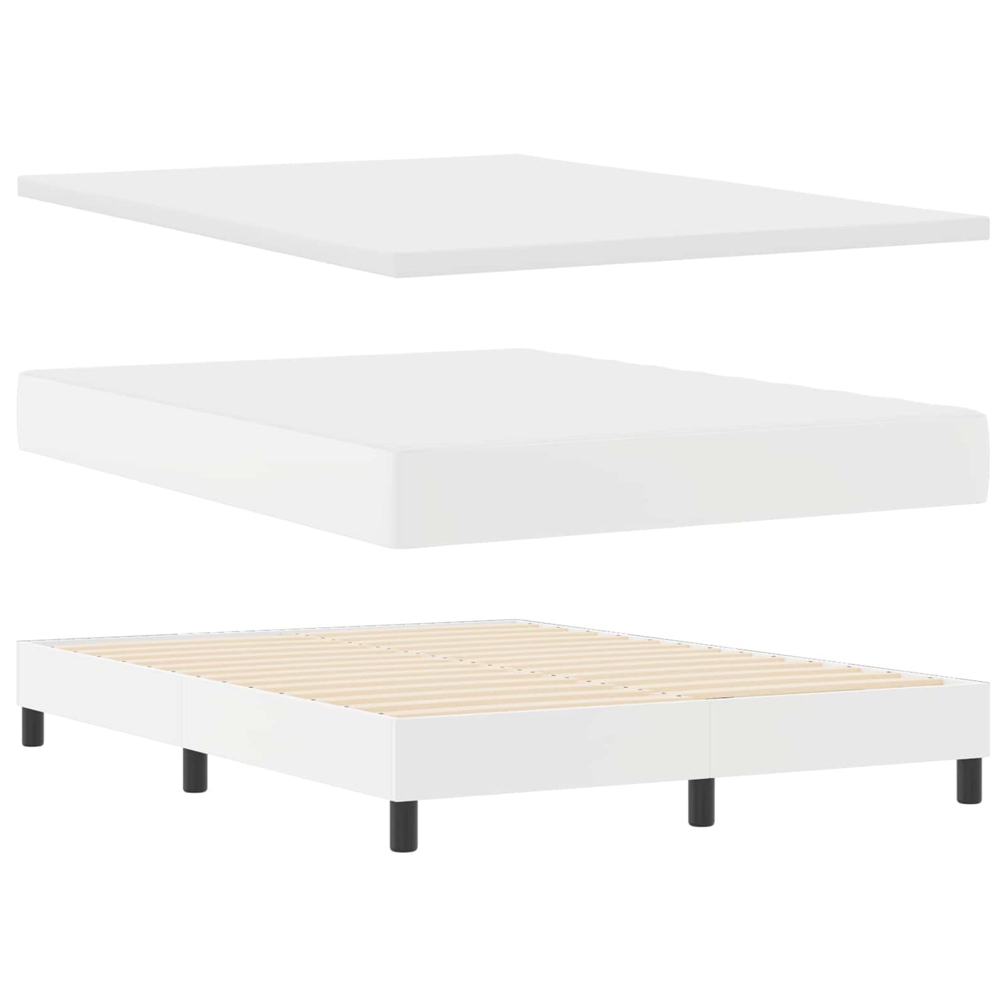 Box spring seng med madras Hvid 140 x 190 cm Kunstlæder