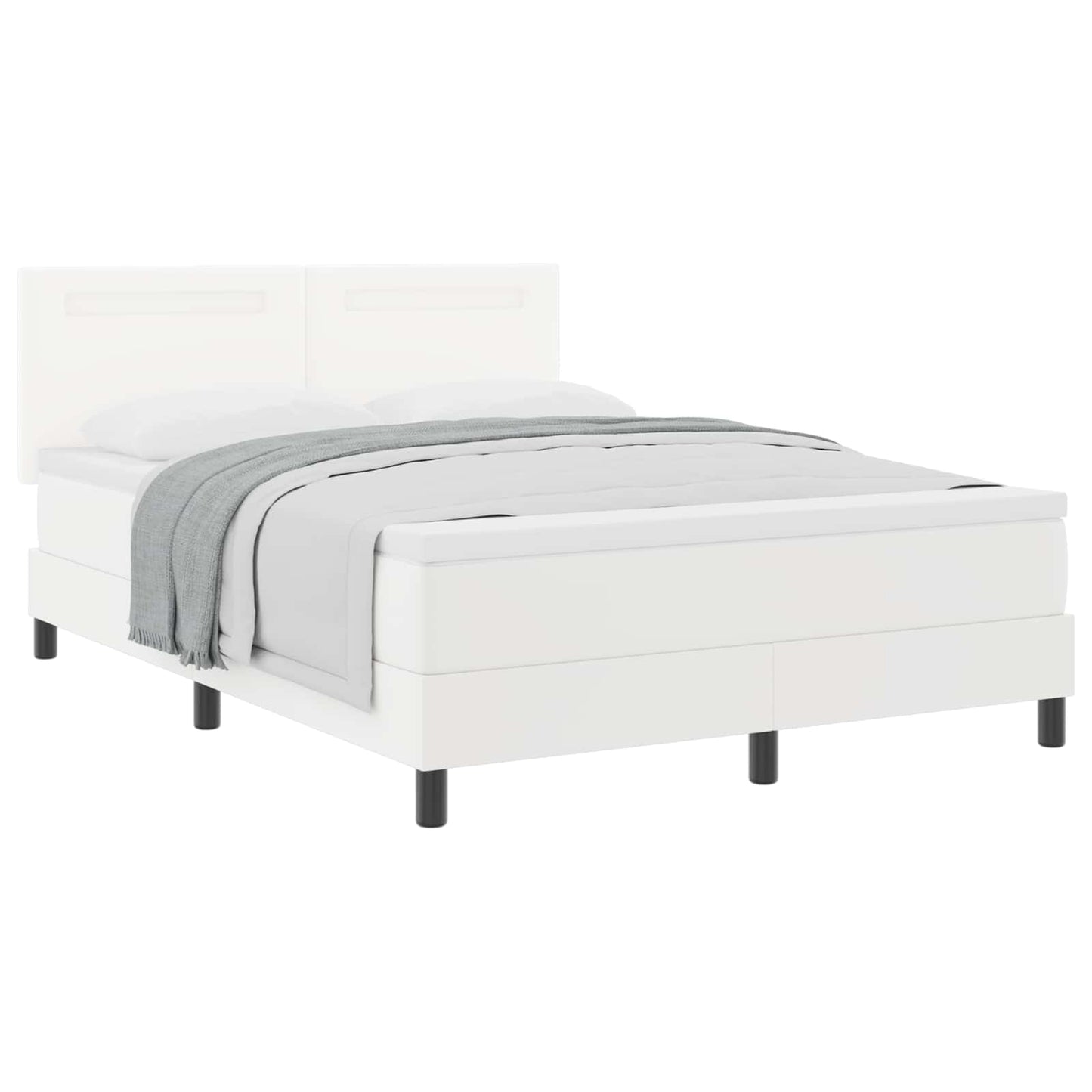 Box spring seng med madras Hvid 140 x 190 cm Kunstlæder